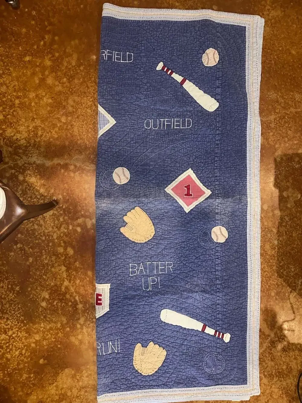 Pottery Barn Kids Baseball Themed Applique Quilt Comforter